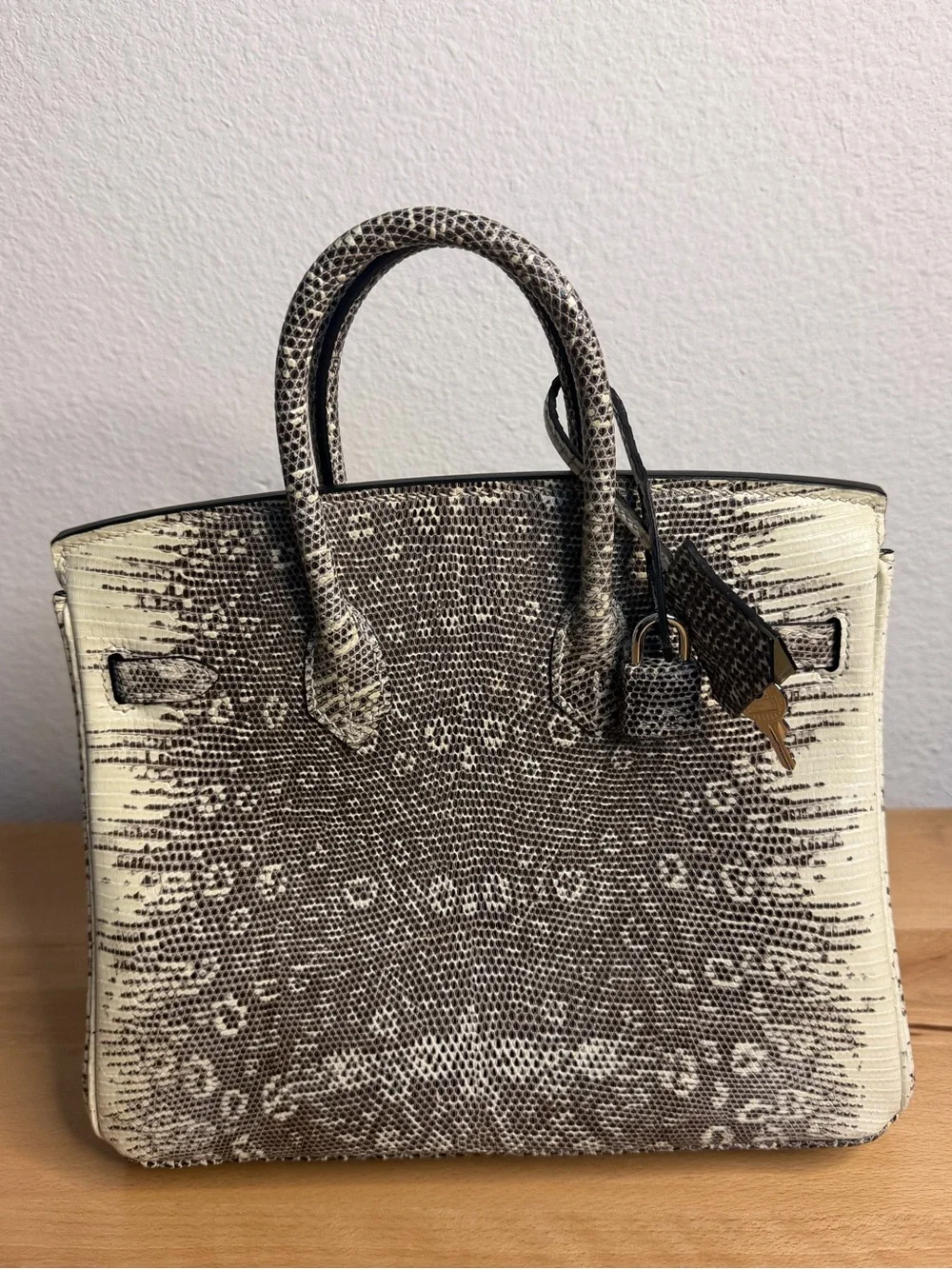 H Ombre genuine Varanus Salvator ring Lizard Birkin 25 Retourne PHW soldout rare - Picture 5 of 9